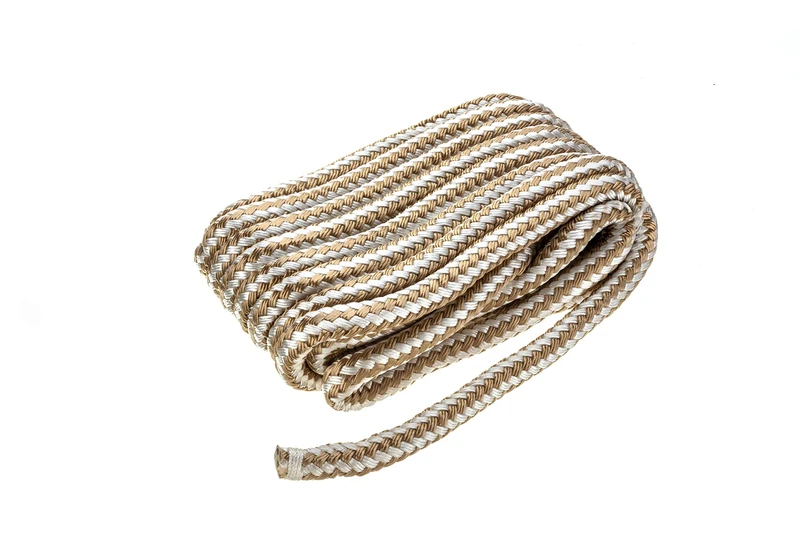 Seachoice Double-Braid Nylon Dock Line w/Eye Splice, Pre-Shrunk, Heat Stabilized, 5/8 in. X 25 Ft., Gold White