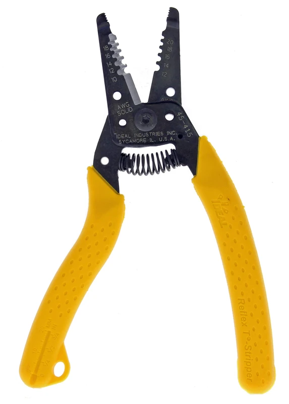 Ideal Electrical 45-415 Premium Reflex T-5 Stripper - 10-20 AWG, Wire Stripper with Thumb Rest, Plier Nose, Slide Lock, Textured Grips - Image 1