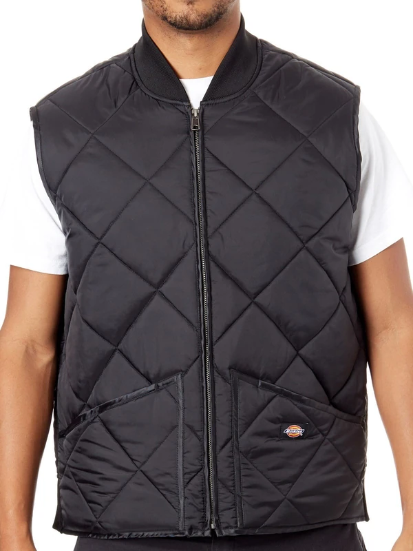 Dickies Men's Diamond Quilted Nylon Vest, Black, X-Large