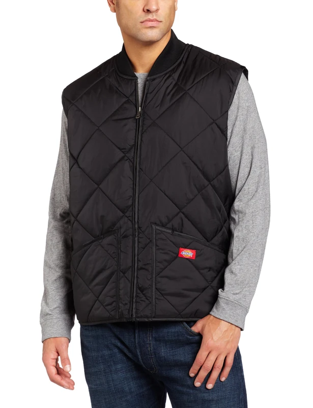 Dickies Men's Diamond Quilted Nylon Vest Big, Black V1, 3XL