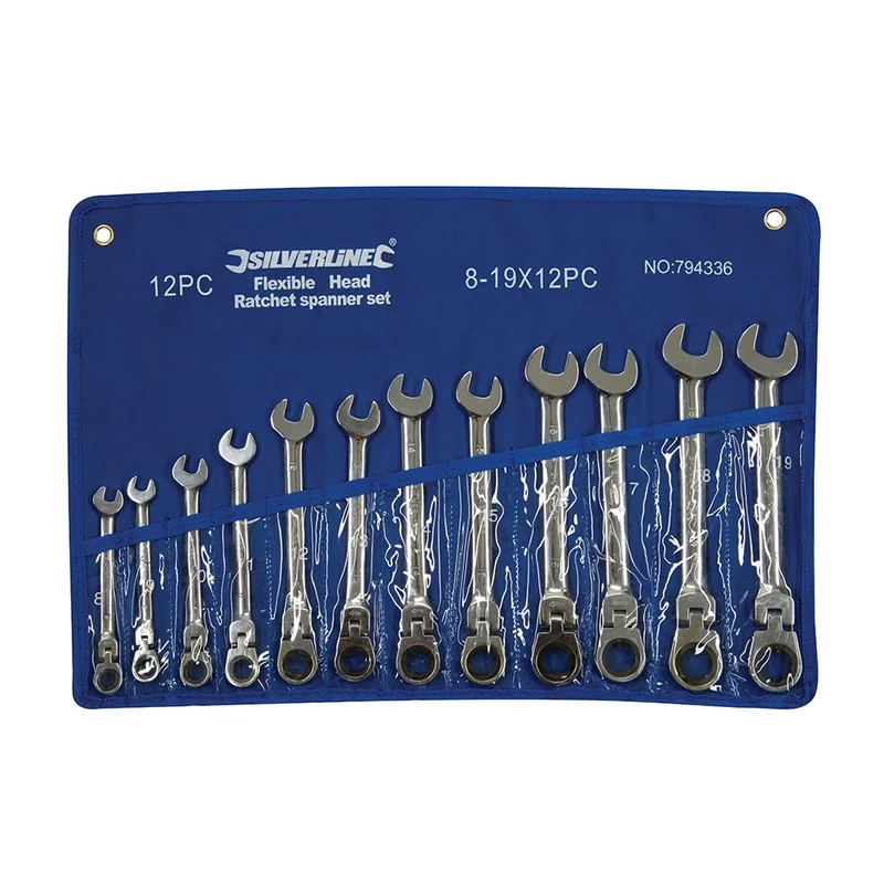 Silverline 794336 Flexible Head Ratchet Spanner Set 12pce 8 - 19 mm