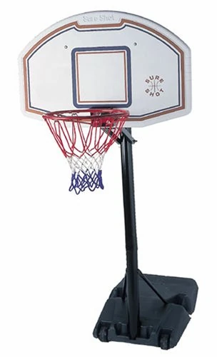 Sure Shot Quick Adjust Portable Basketball Hoop and Stand, White Backboard, Adjustable 2.4 m to 3.05 m Official Height
