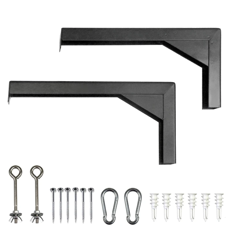 Elite Screens 12" Wall and Ceiling Hanging L-Brackets for Manual/Spectrum/VMAX2 series, Black, ZVMAXLB12-B