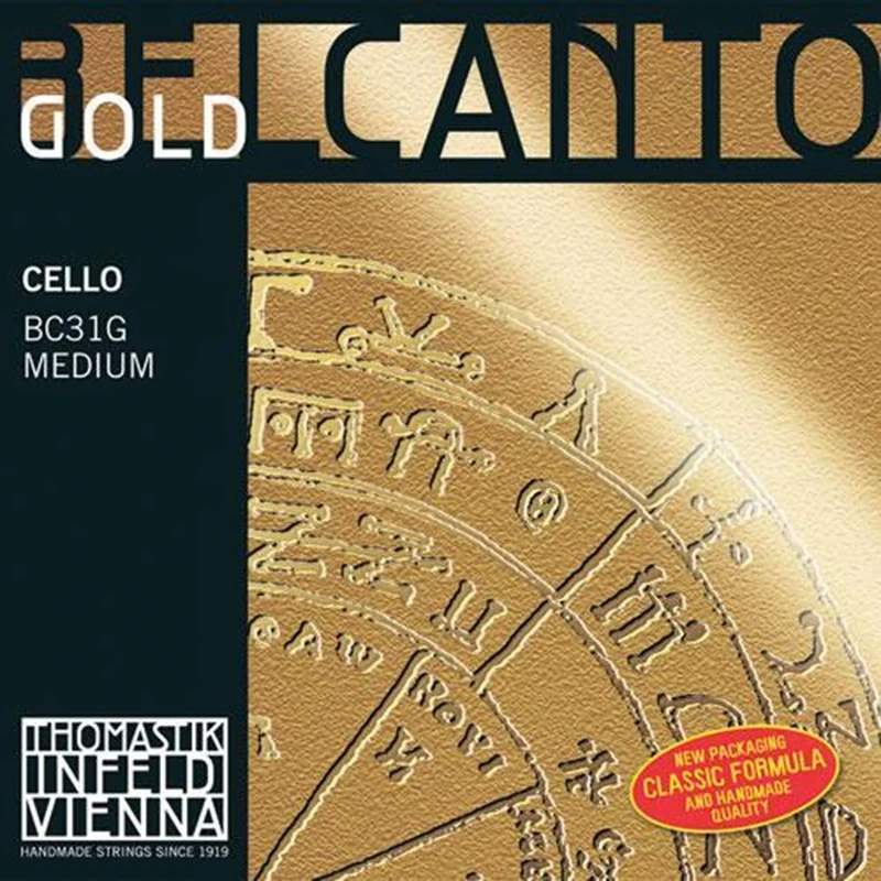 Thomastik single string for cello 4/4 Belcanto Gold - G string spiral core, winding multi-composite alloy, medium