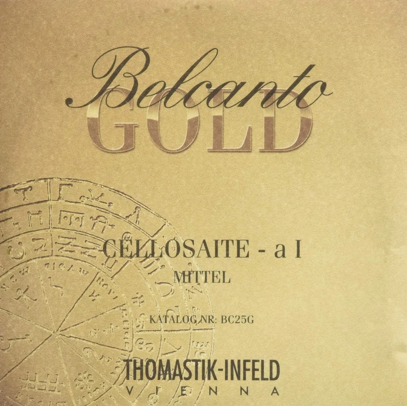 Thomastik single string for cello 4/4 Belcanto Gold - A-string steel core, winding multi-composite alloy, medium