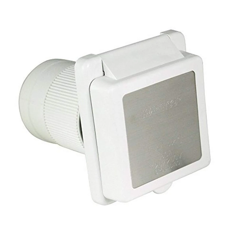 Marinco 6353EL-B Marine 4-Wire Standard Poly Locking Power Inlet with Rear Safety Enclosure (50-Amp, 125/250-Volt, Male, White)