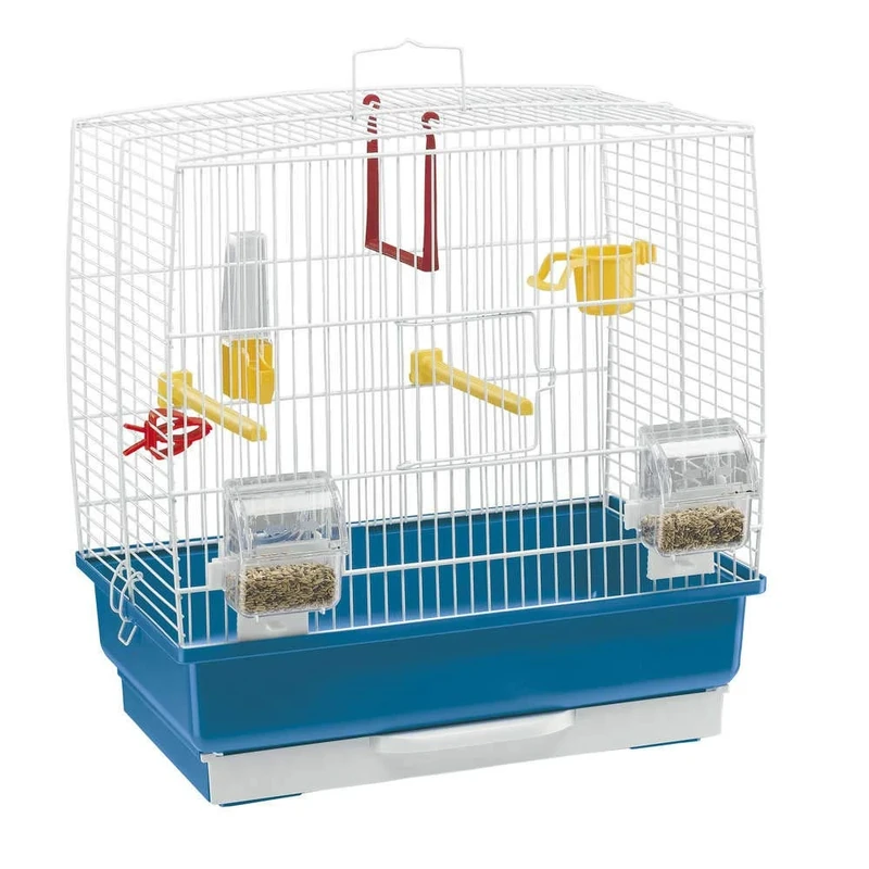 Ferplast Bird Cage Rekord 2 Cage for Birds, Canaries, Budgies, Finches, Metal, Accessories included Rotating Feeder Perches, 39 x 25 x h 41 cm