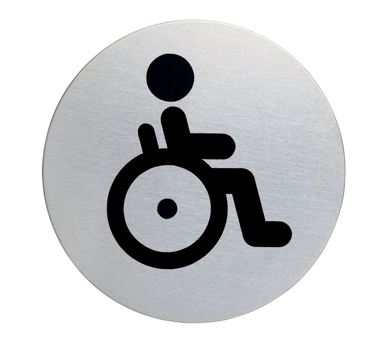 Durable Disable WC Pictogram 83mm Scratch Resistant Stainless Steel Door Sign (Packof 5) - Image 1