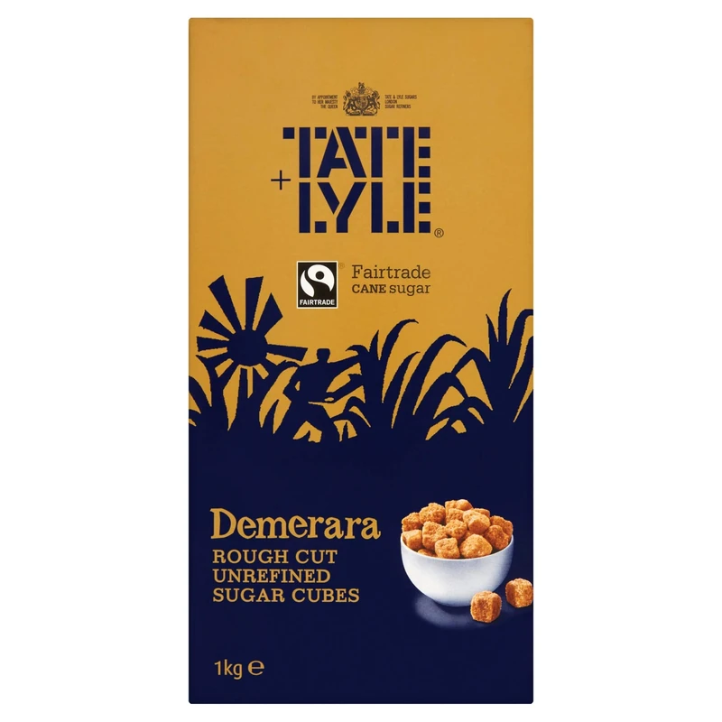 Tate & Lyle - Fairtrade Demerara Rough Cube Sugar - Fruity, Sweet-Spiced Crystals with Crunch - For Hot & Cold Drinks, Baking and Toppings - 1kg Pack