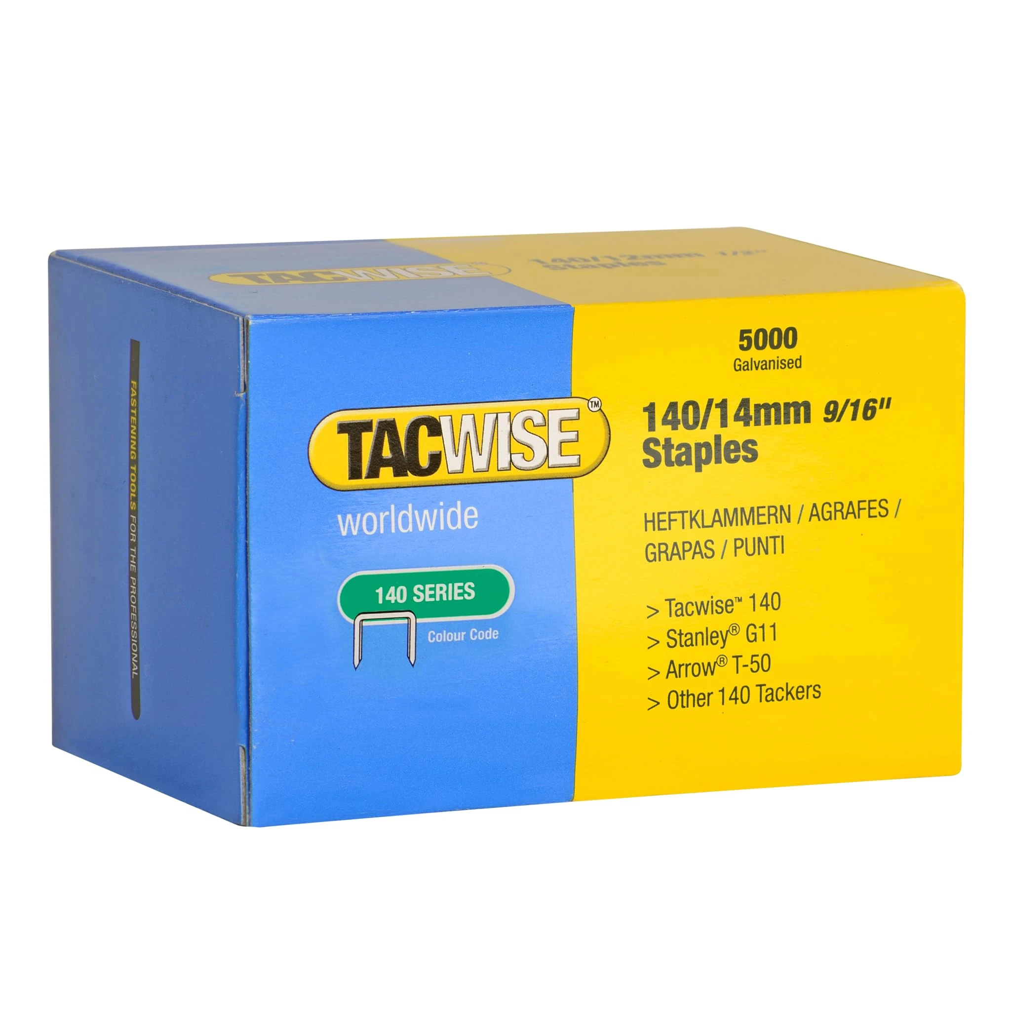 Tacwise 0344 Type 140/14mm Heavy Duty Galvanised Staples, Pack of 5000