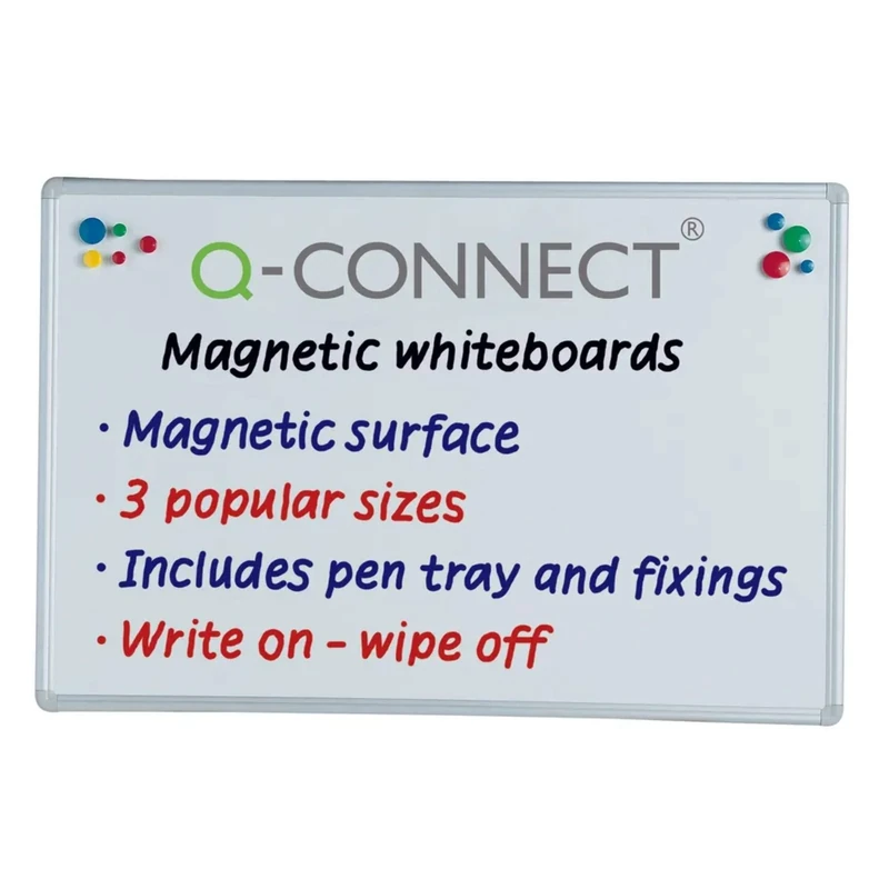 Q Connect Magnetic White Drywipe Notice Board 1800x1200mm