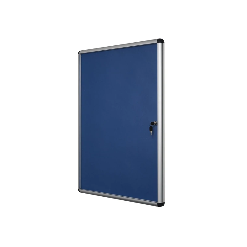 Bi-Office 900 x 600mm Felt Aluminium Framed Lockable Internal Display Case - Blue - Image 1