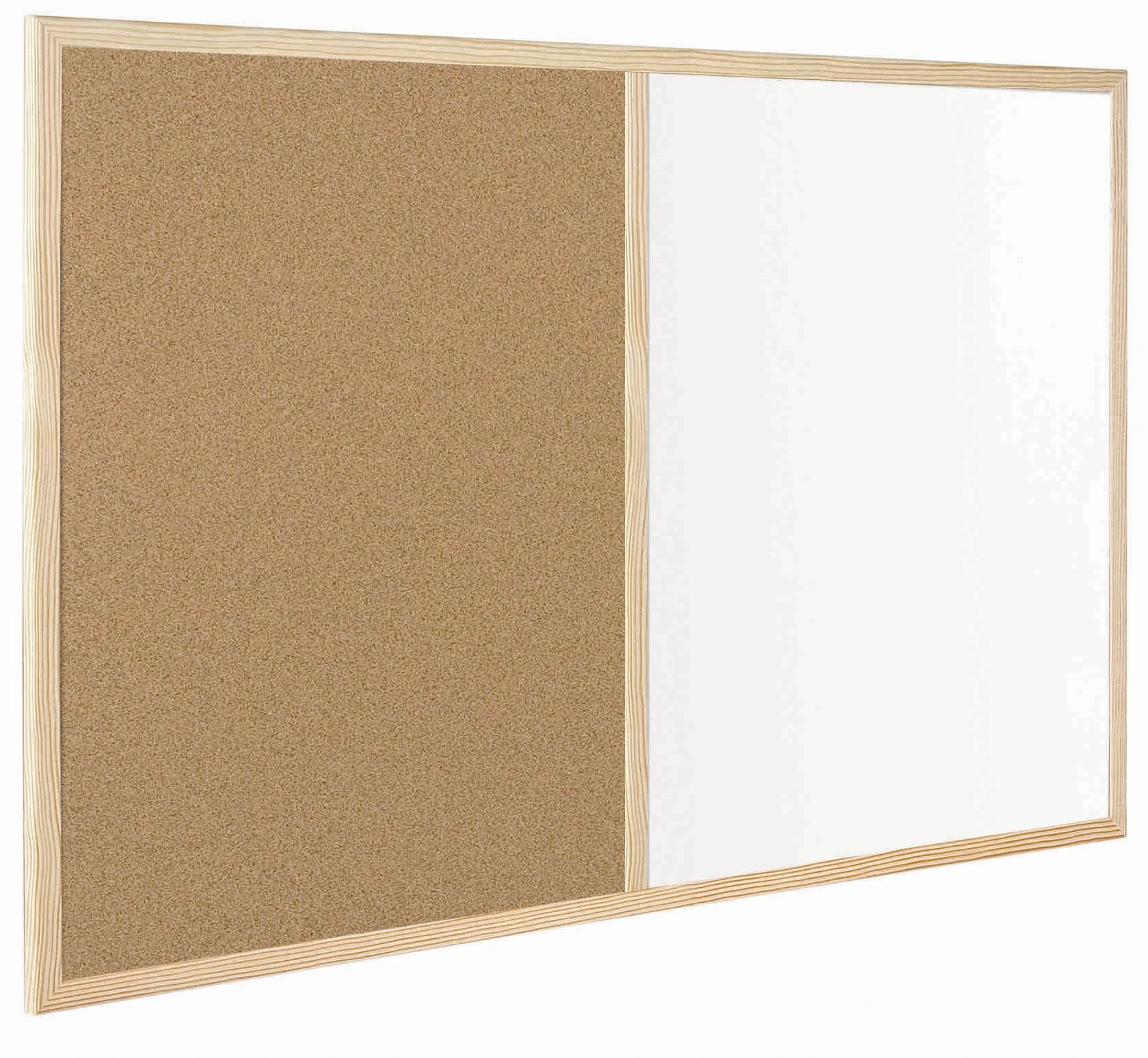 Bi-Office MX03001010 Budget Wood Frame Combination Board, Cork And Whiteboard Dry Wipe Memo Board, 60 x 40 cm