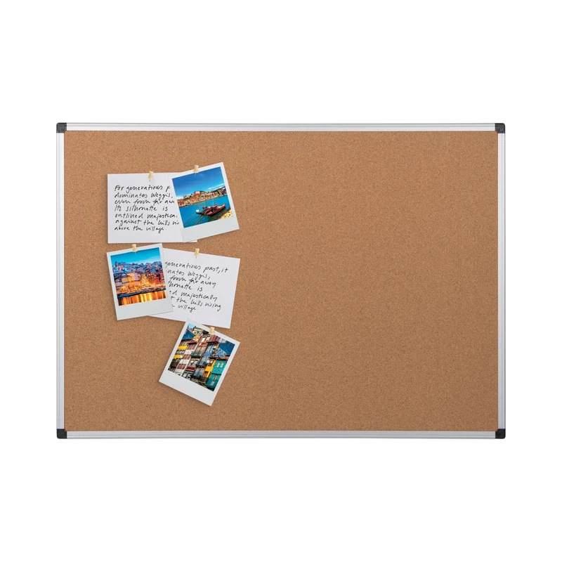Bi-Office 600 x 900mm Aluminium Frame Cork Board, Brown