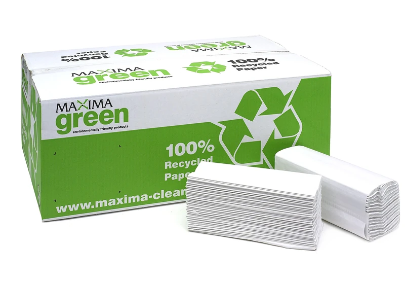 Maxima CPD43428 C-Fold Hand 2-Ply Towels Green, White