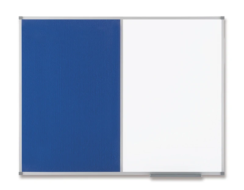 Nobo Classic Combination Board Drywipe and Felt with Aluminium Frame 1200x900 mm (White/Blue) - Image 1