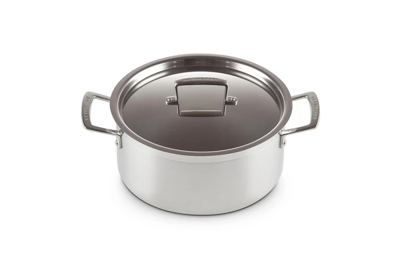 Le Creuset 3-Ply Stainless Steel Shallow Casserole with Lid, 24 x 11.7 cm, 96200724001000
