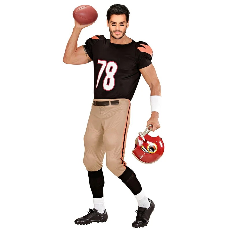 Mens American Footballer Costume Extra Large UK 46" for USA Sports Fancy Dress