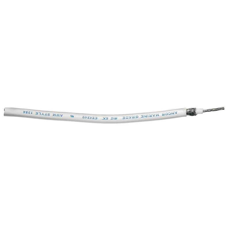 Ancor 151510 Marine Grade Electrical Premium Tinned Copper Coaxial Cable (RG8X, White, 100-Feet)