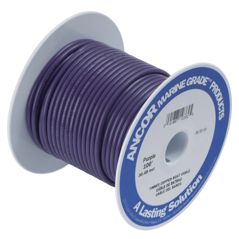 Ancor 106710 Marine Grade Electrical Primary Tinned Copper Boat Wiring (12-Gauge, Purple, 100-Feet)