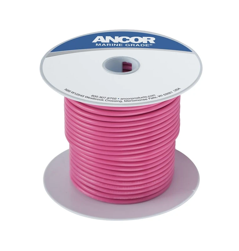 Ancor 104610 Marine Grade Electrical Primary Tinned Copper Boat Wiring (14-Gauge, Pink, 100-Feet) - Image 1