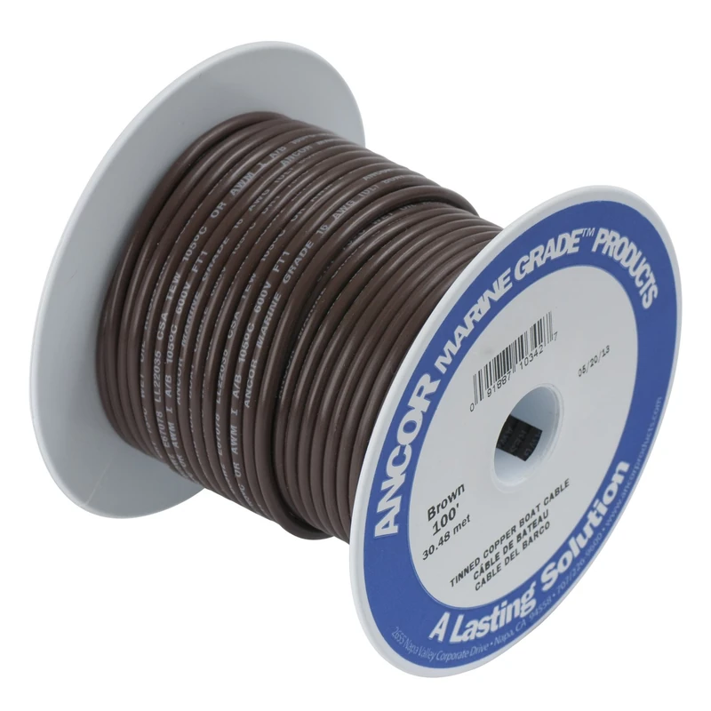 Ancor Marine Grade Primary Wire and Battery Cable (Brown, 250 Feet, 18 AWG)