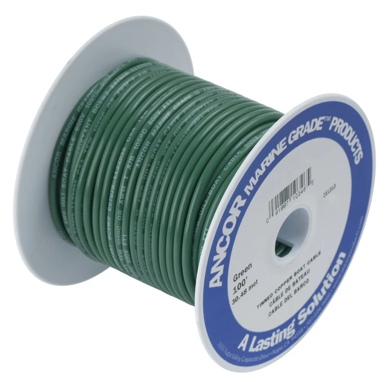 Ancor 104350 Marine Grade Electrical Primary Tinned Copper Boat Wiring (14-Gauge, Green, 500-Feet)