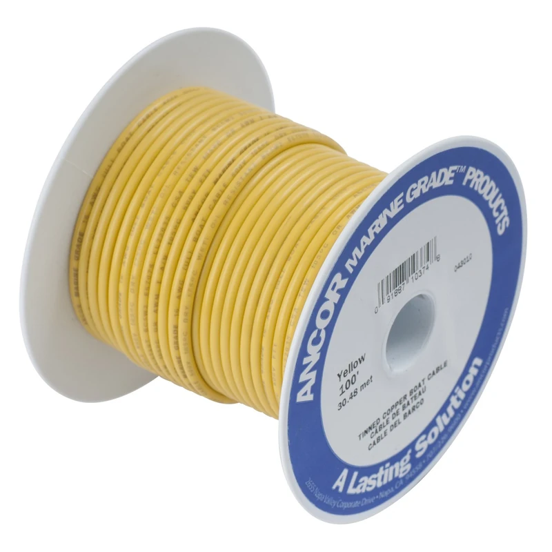 Ancor 111905 Marine Grade Electrical Tinned Copper Battery Cable (8-Gauge, Yellow, 50-Feet)