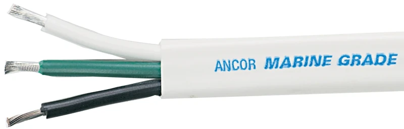 ANCOR 131302 Marine Grade Electrical Duplex Tinned Boat Cable - 12 AWG, Triplex, Flat Cable, Black/Green/White, 25 Feet