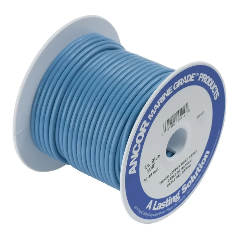 Ancor Marine Grade Primary Wire and Battery Cable (Light Blue, 250 Feet, 16 AWG)