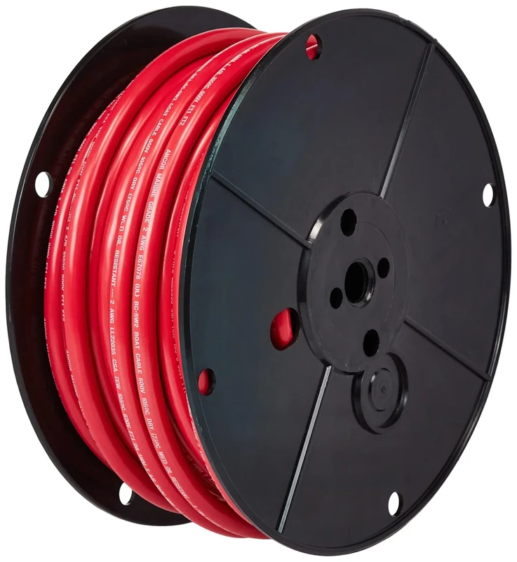 Ancor 114505 Tinned Copper Battery Cable, 2 AWG (32mm2), Red - 50ft