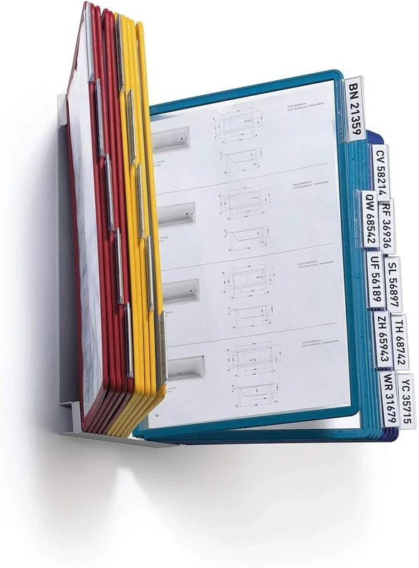 Durable VARIO Display Panel Wall Unit | 20 Panels and Tabs in Assorted Colours | Ideal for Storing and Display ing A4 Documents