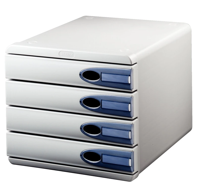 Leitz 4 A4 Drawer Cabinet, Organiser, Allura Range, Grey/Quartz Grey