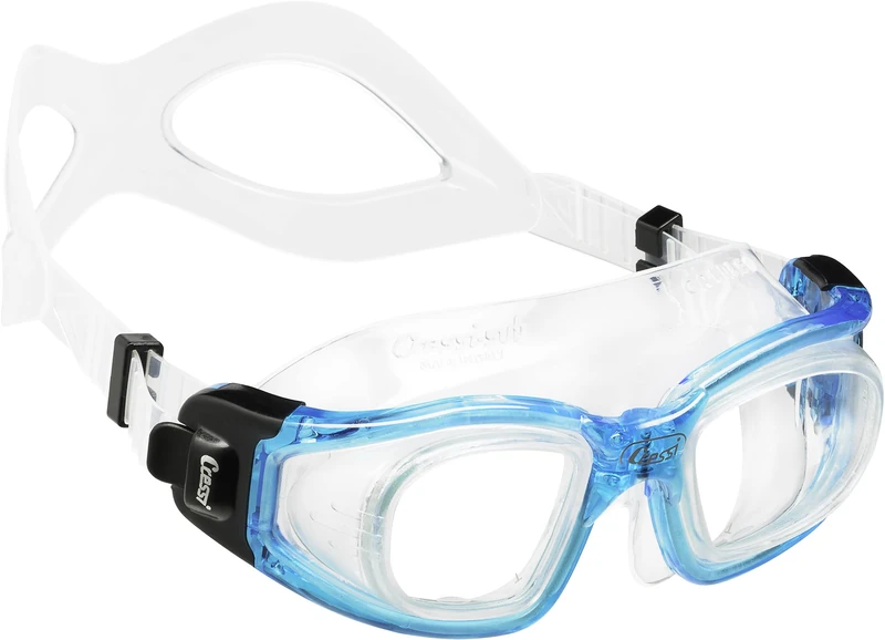 Cressi Galileo Goggles T/Glass Aquamarine - Adult Swimming Goggles With Tempered Glass Anti Fog 100% Anti UV, Clear/Aquamarine, One Size
