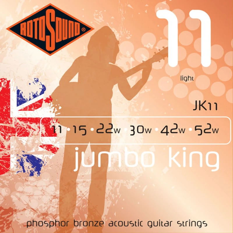 Rotosound JK11 Phosphor Bronze Light Gauge Acoustic Guitar Strings