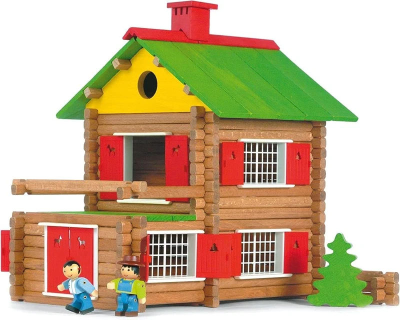 Jeujura JeujuraJ8004 Wooden Construction Chalet in a Suitcase (175-Piece)