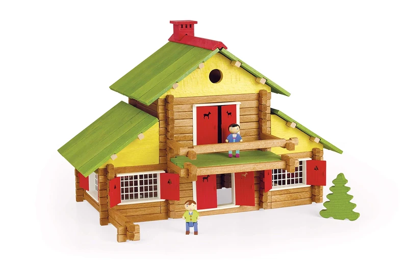 Jeujura JeujuraJ8005 Wooden Construction Chalet in a Suitcase (240-Piece)