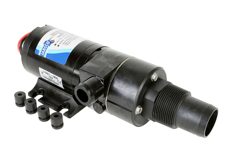 Jabsco 18590-2094 Macerator Pump, Self Priming, Run Dry Protection, Waste Evacuation, 24 Volts DC, Black