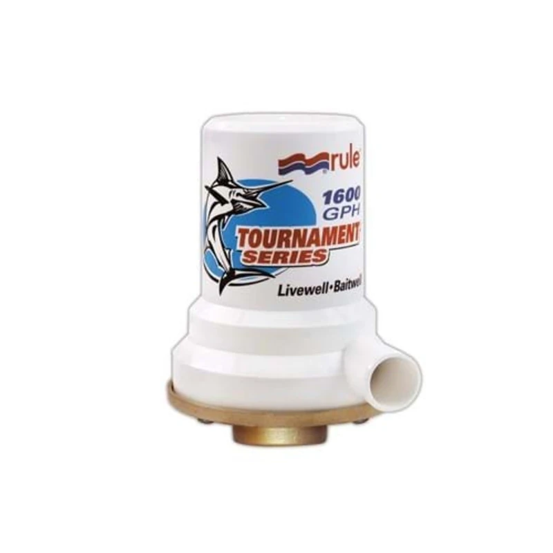 Rule 209B Marine Rule 1600 Tournament Series Livewell Pump (1" NPT, Female-Single Port Bronze Base),White - Image 1