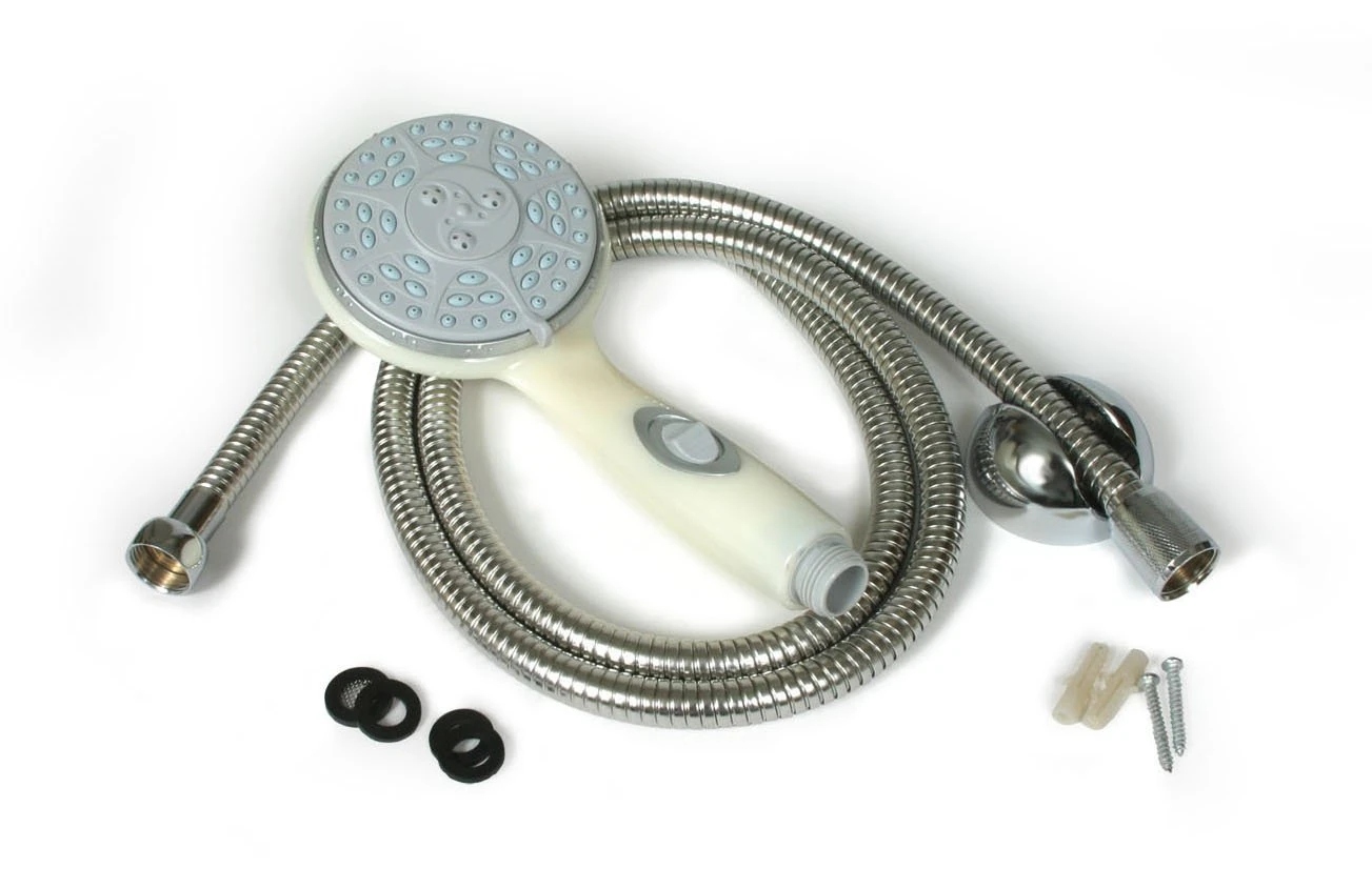 Camco 43715 RV Shower Head Kit with On/Off Switch and 60" Flexible Shower Hose (Off-White)