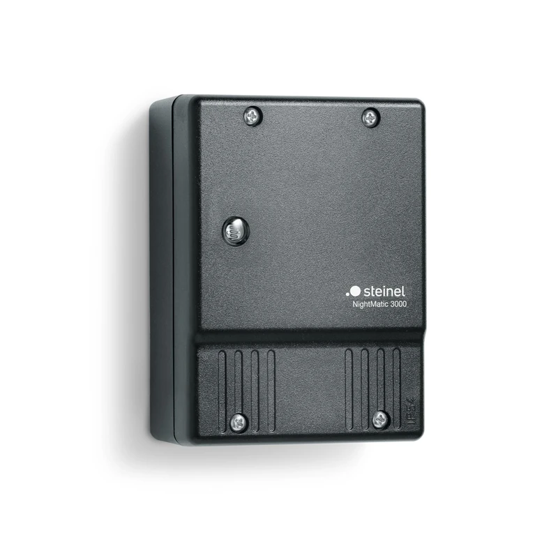 Steinel Twilight Switch NightMatic 3000 black, Photoelectric Lighting Controller, Night-Time Economy Mode