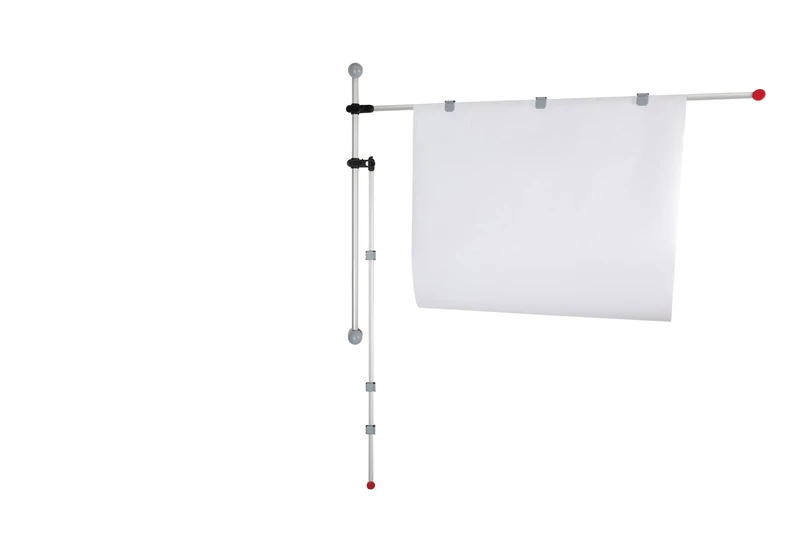 Maul Wall Presenter, 2 Adjustable Swivel Arms 132 cm/Din A0, Including 6 Magnetic Clips, Aluminium, Black/Grey