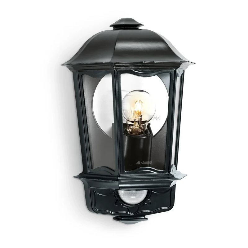 Steinel Outdoor Light L 190 S black, Max. 100 W, Wall Light, 180° Motion Sensor, 12 m Range, Soft Light Start, Aluminium