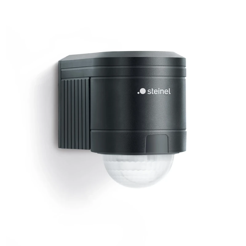 Steinel IS 240 DUO black - motion detector with 240° angle of coverage and max. 12 m range, infrared motion detector for indoor and outdoor use, incl. corner wall mount, 602710
