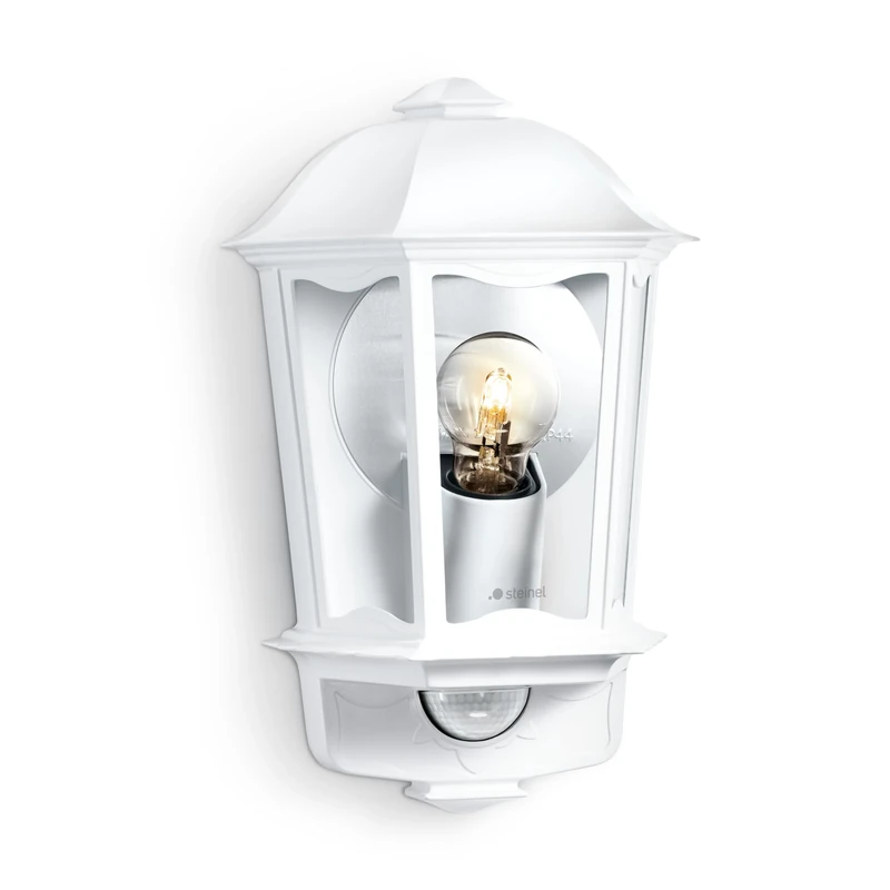 Steinel Outdoor Light L 190 S White, Max. 100 W, Wall Light, 180° Motion Sensor, 12 m Range, Soft Light Start, Aluminium