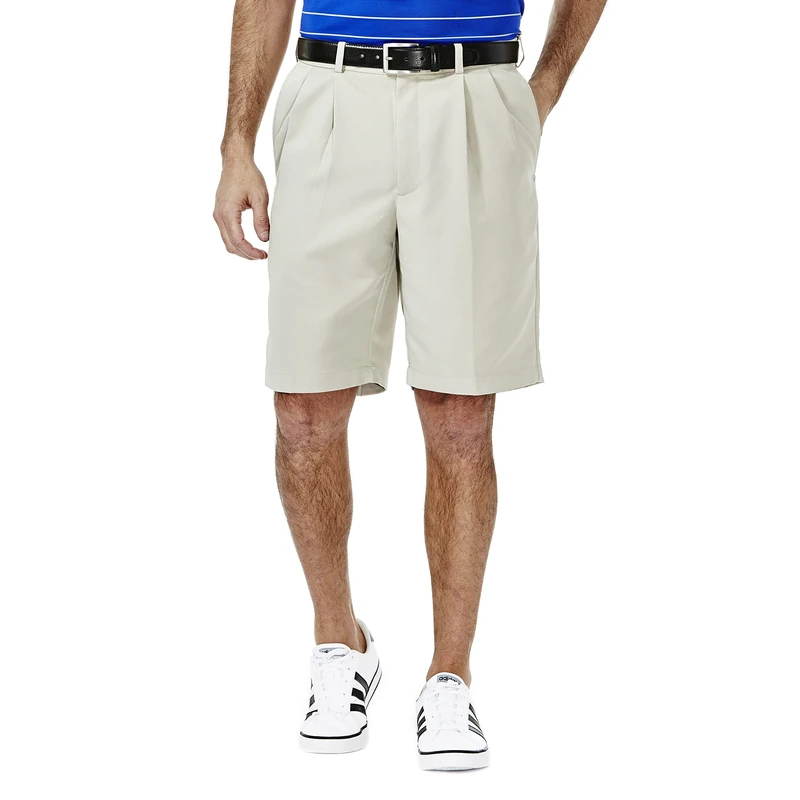 Haggar Men's Cool 18 Pleat Front Expandable Waist Short Casual, String, 38