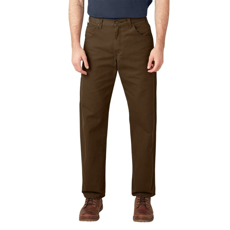 Dickies Men's Relaxed Fit Straight-Leg Duck Carpenter Jean, Brown, 42W x 32L