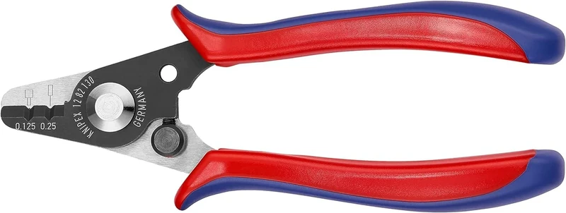 KNIPEX Wire Stripper for Fibre Optics Self-Service Card with Plastic Grips 130 mm, 12 82 130 SB
