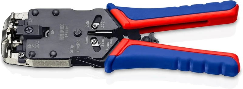 KNIPEX Crimping Pliers for Western Plugs with Multi-Component Handles 200 mm, 97 51 12
