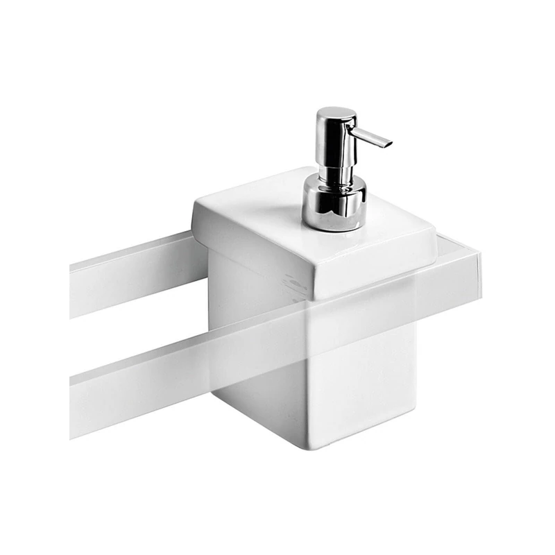 Skuara soap dispenser with 300 ml white ceramic container